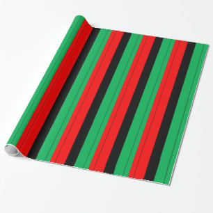 Kwanzaa Colours Red Black Green Stripes Pattern Wrapping Paper