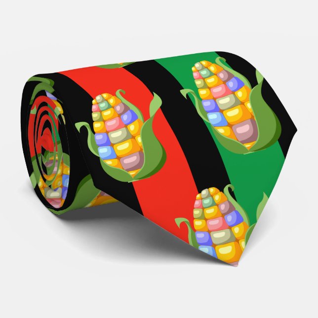 Kwanzaa Cravate Rouge Vert Noir Corne Motifs (Roulé)