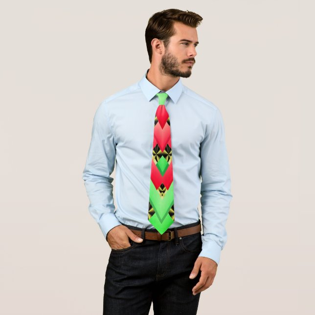 Kwanzaa Cravates Rouge Vert Noir Kente Motifs (En situation)