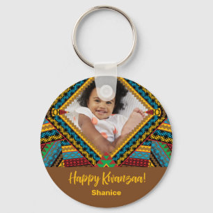 Kwanzaa Custom Brightly Coloured Diamond Patter Keychain