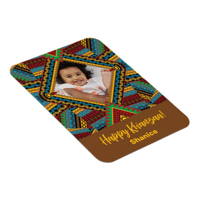 Kwanzaa Custom Brightly Coloured Diamond Patter Magnet (Right Side)