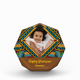 Kwanzaa Custom Brightly Coloured Diamond Patter Photo Block