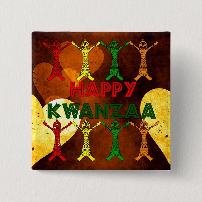 Kwanzaa Dancers 2 Inch Square Button (Front)