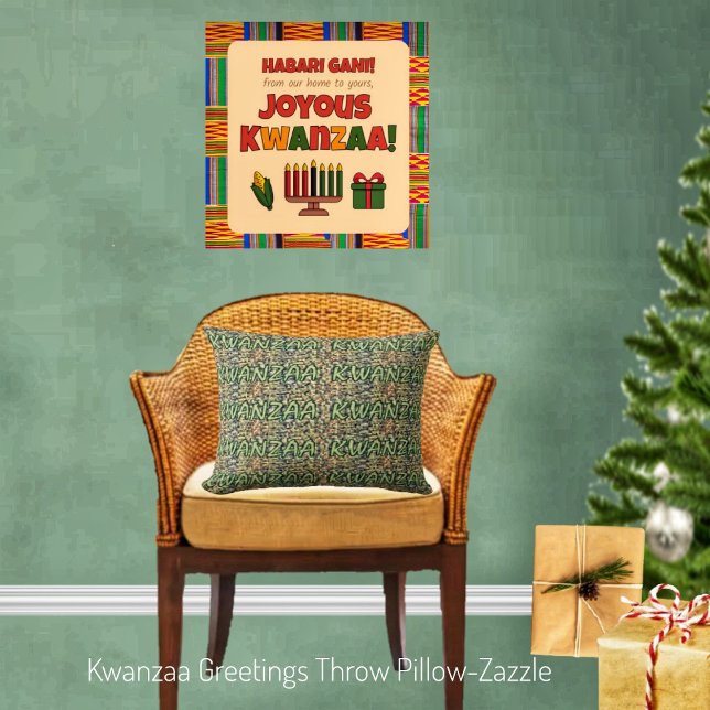 Kwanzaa Greetings Throw Pillow (Creator Uploaded)