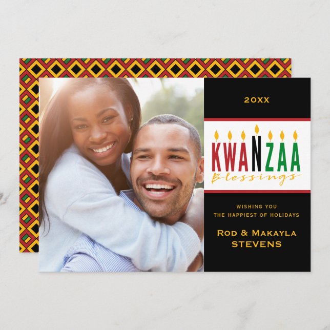 Kwanzaa Holiday Blessings | 1 Photo Card (Front/Back)