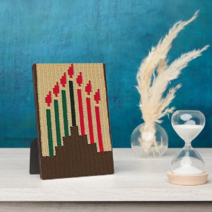 Kwanzaa Holiday Candles Artisan Crochet Print      Plaque