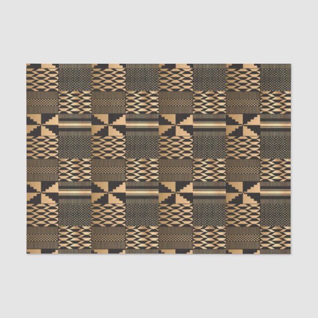 Kwanzaa Kente Print (Black/Gold) Tissue Paper (Front)