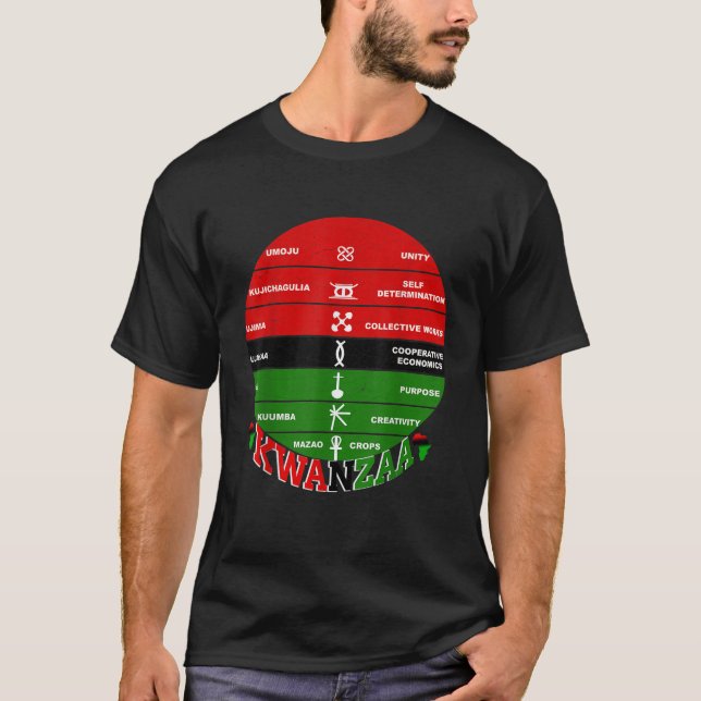 Kwanzaa Kinara African Symbols Principles Vintage  T-Shirt (Front)