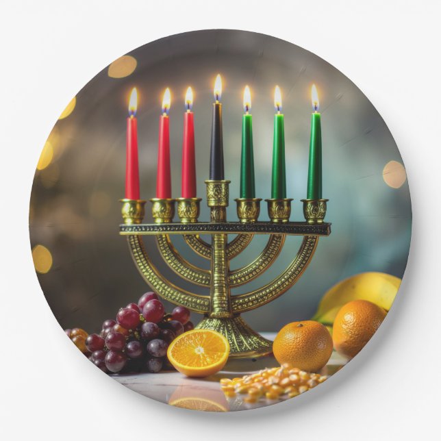 KWANZAA - KINARA -  PAPER PLATE (Front)