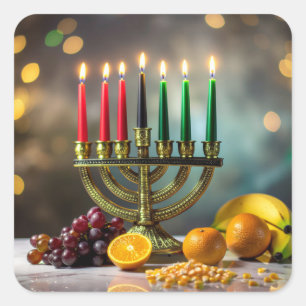 KWANZAA - KINARA -  SQUARE STICKER