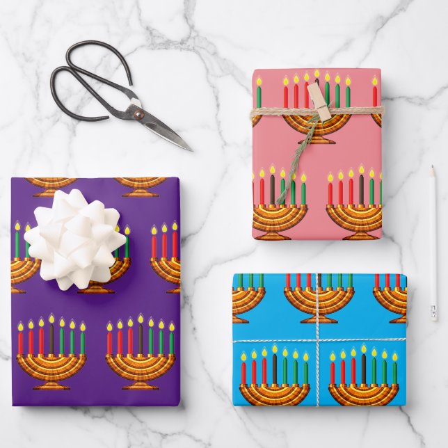 Kwanzaa Kinara Wrapping Paper Sheet (Front)