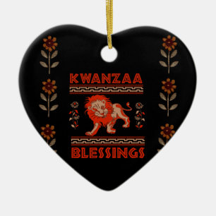 Kwanzaa Lion Ceramic Ornament