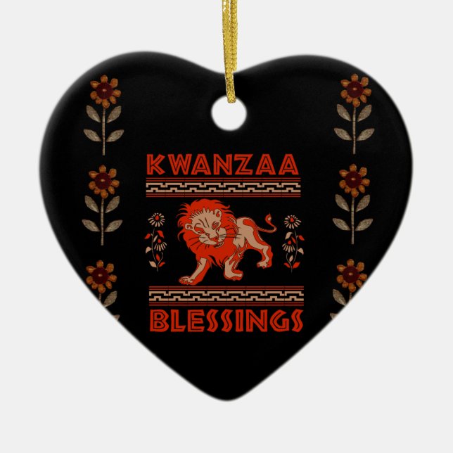 Kwanzaa Lion Ceramic Ornament (Front)
