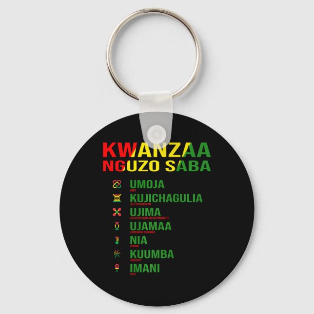Kwanzaa - Nguzo Saba - The Seven Principles Design Keychain (Front)