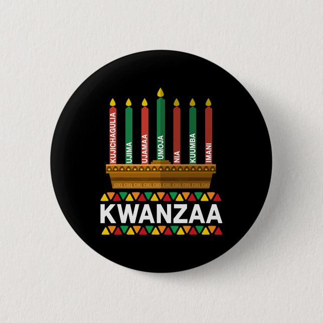 Kwanzaa Principles Kwanzaa Candles Kinara Pan Afri 2 Inch Round Button (Front)