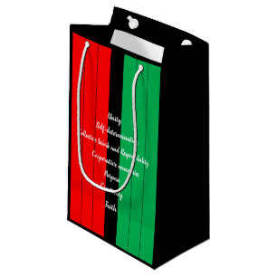 Kwanzaa Principles Red Black Green Stripes Pattern Small Gift Bag