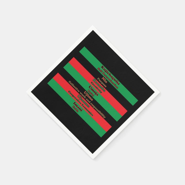Kwanzaa Principles Red Green Black Stripes Napkin (Corner)