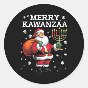 Kwanzaa Santa Seven Candles African American Afro  Classic Round Sticker
