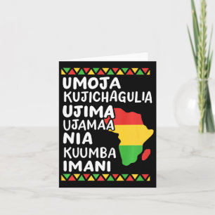 Kwanzaa Seven Principles African Map Black Pride M Card
