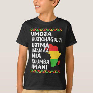 Kwanzaa Seven Principles African Map Black Pride M T-Shirt