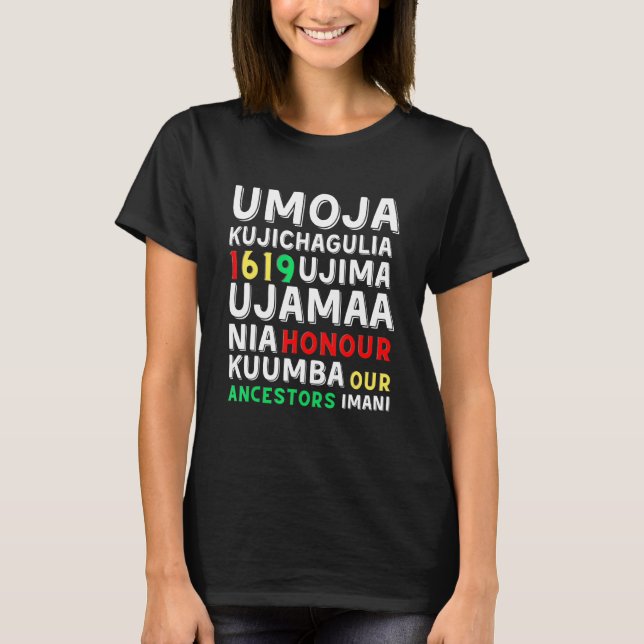 Kwanzaa  Seven Principles Afro American Kwanza Sym T-Shirt (Front)