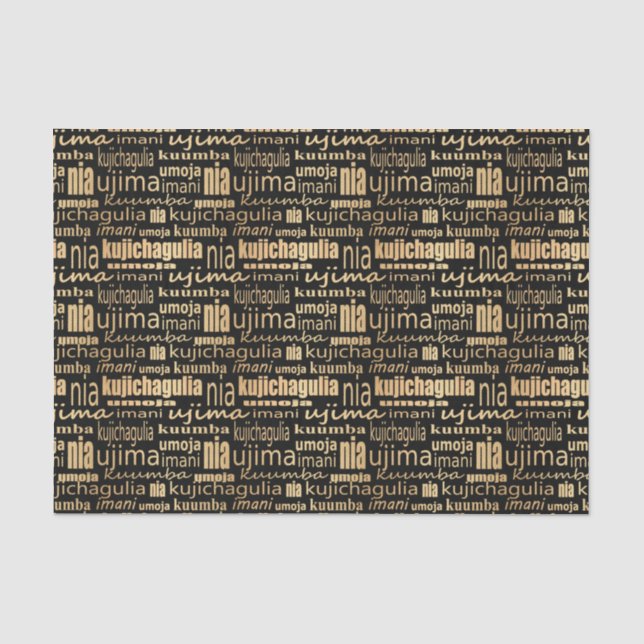 Kwanzaa Seven Principles (Black/Gold)   Tissue Paper (Front)