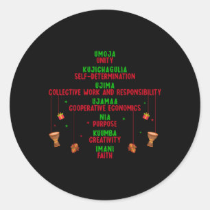 Kwanzaa Seven Principles Tree Unity Faith Graphic  Classic Round Sticker