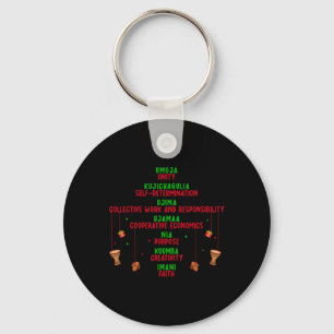 Kwanzaa Seven Principles Tree Unity Faith Graphic  Keychain