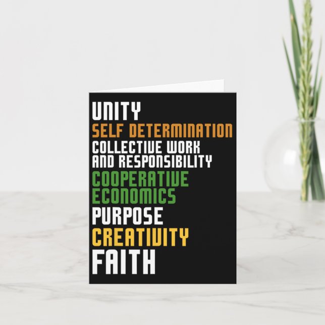 Kwanzaa Seven Principles Unity Self Determination  Card (Front)