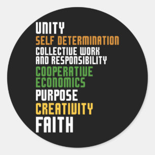 Kwanzaa Seven Principles Unity Self Determination Classic Round Sticker