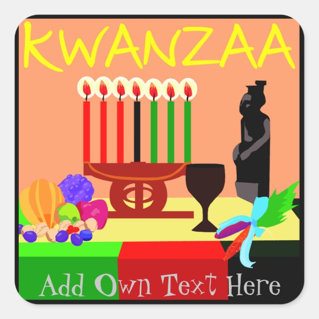Kwanzaa Stickers Symbols Favours Gifts Personalize (Front)