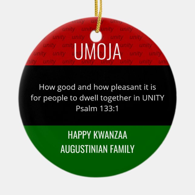 Kwanzaa UMOJA Ceramic Ornament (Front)