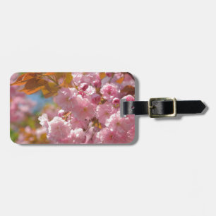 Kwanzan cherry in sunny day luggage tag