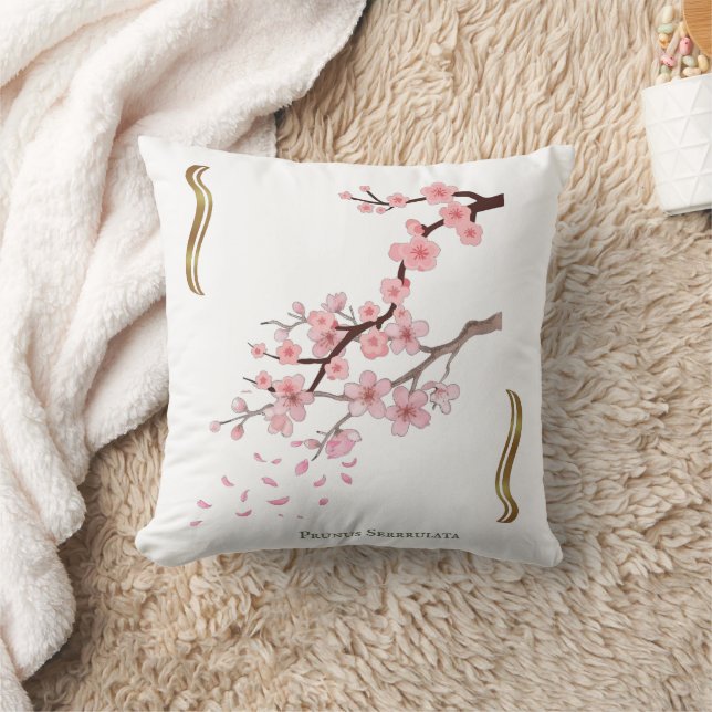 Kwanzan Flowering Cherry tree Throw Pillow (Blanket)