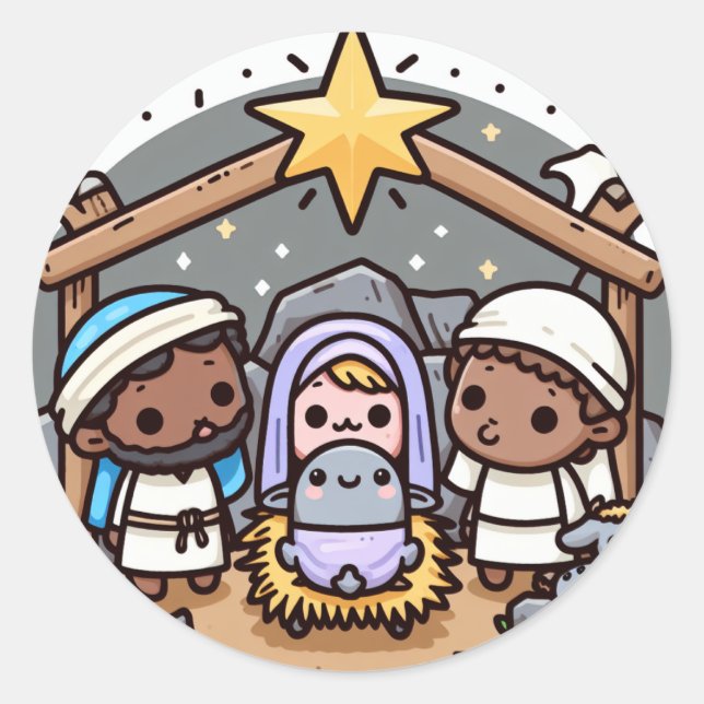 Kwazii Nativity scene  Classic Round Sticker (Front)