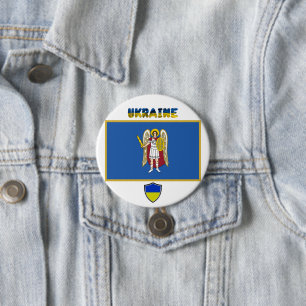 Kyiv city and Ukrainian flag 3 Inch Round Button