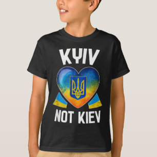 Kyiv Not Kiev _ Ukrainian Flag Heart Support Ukrai T-Shirt