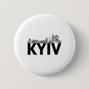 Kyiv Ukraine Europe City Skyline Silhouette Outlin 2 Inch Round Button