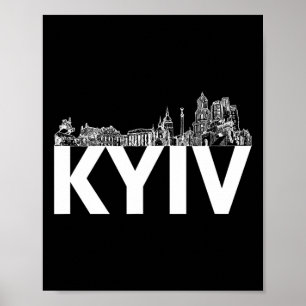 Kyiv Ukraine Europe City Skyline Silhouette Outlin Poster