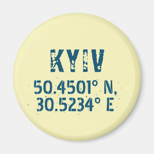 Kyiv Ukraine Latitude & Longitude Distressed Magnet