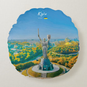 Kyiv, Ukraine - Mother Ukraine Monument Round Pillow