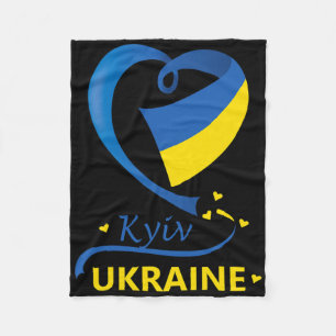 Kyiv Ukraine National Flag Heart Emblem Crest Fleece Blanket
