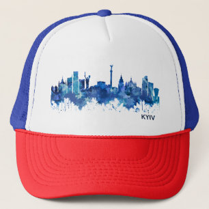 Kyiv Ukraine Skyline Blue Trucker Hat