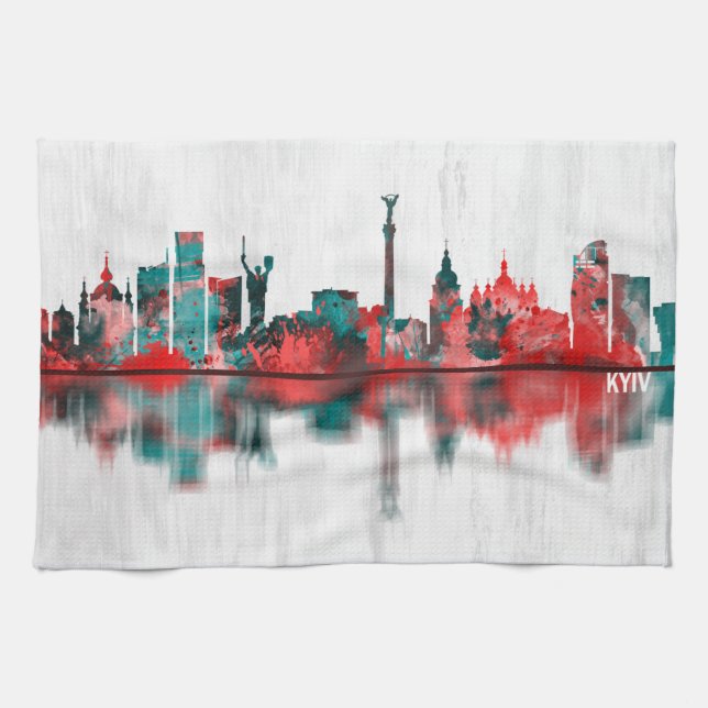 Kyiv Ukraine Skyline Kitchen Towel (Horizontal)