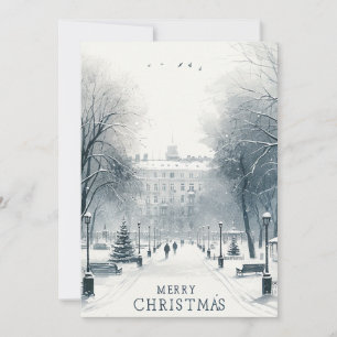 Kyiv Winter Wonderland - Minimalistic Watercolor Holiday Card