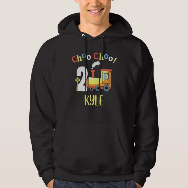 Kyle Choo Choo Two Train 2nd Birthday Turning 2 Hoodie (Front)