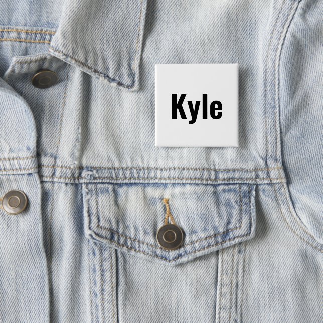 Kyle Mens Name, 2 Inch Square Button (In Situ)