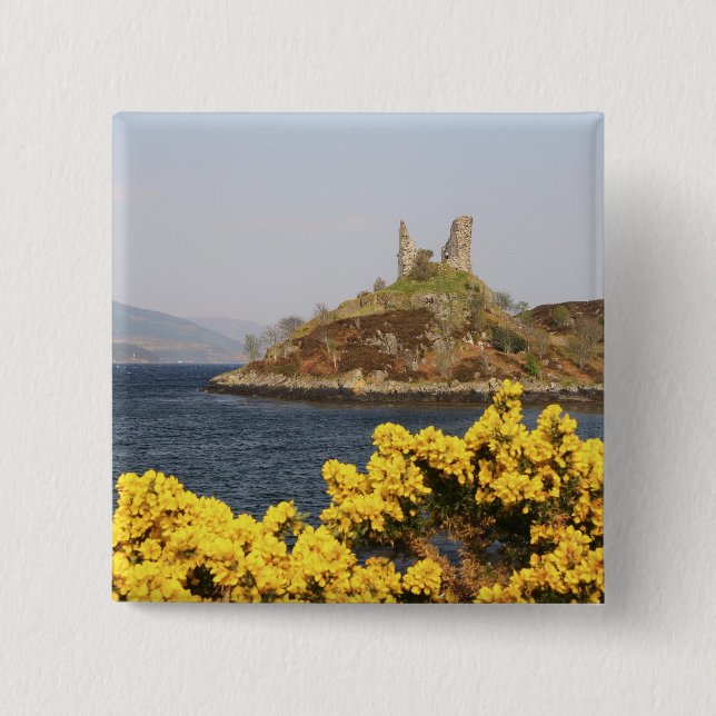 Kyleakin, Scotland. The ancient ruins of 2 Inch Square Button (Front)