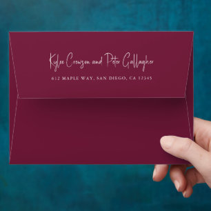Kylee Burgundy Traditional Elegant Wedding Envelope