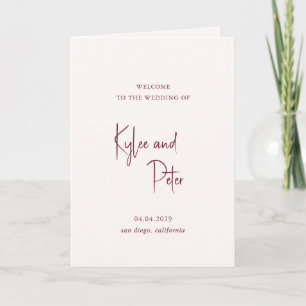 Kylee Burgundy Traditional Elegant Wedding Program